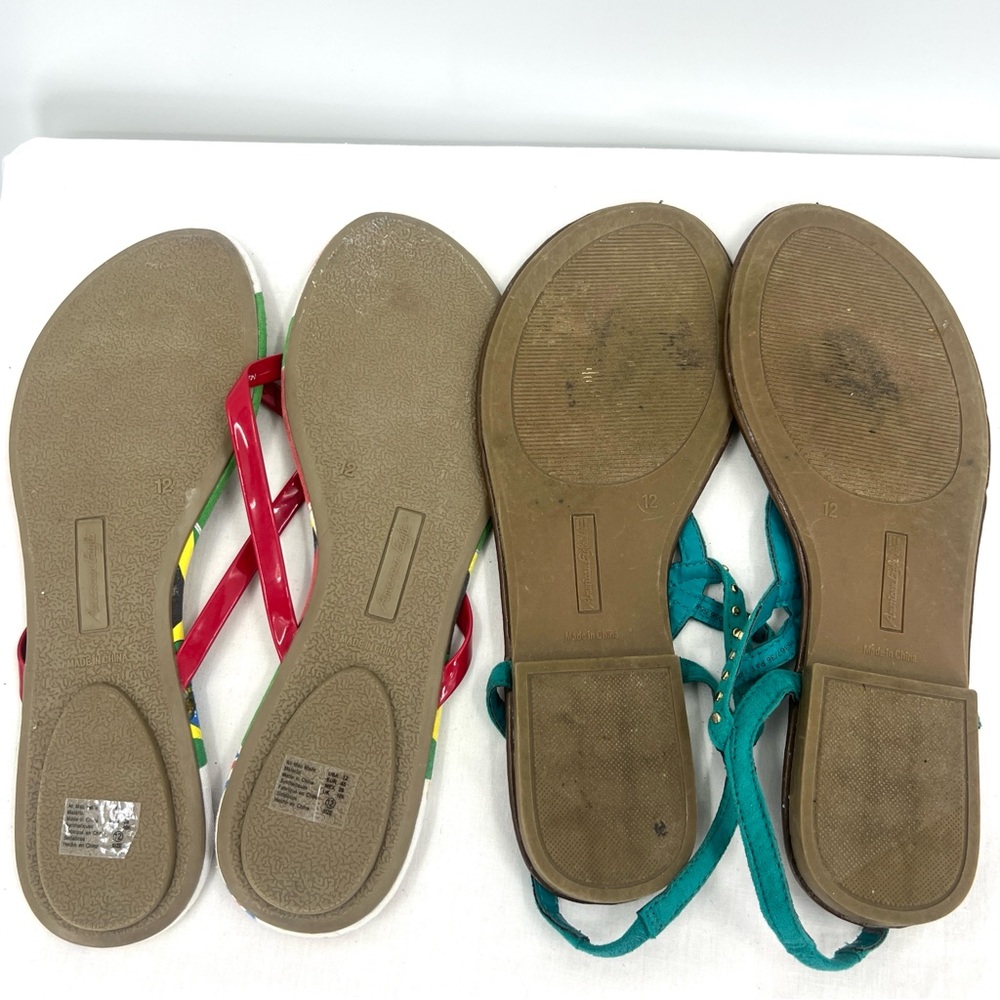 American Eagle Women's Sandals - Red and Teal Size 12 - Picture 4 of 6
